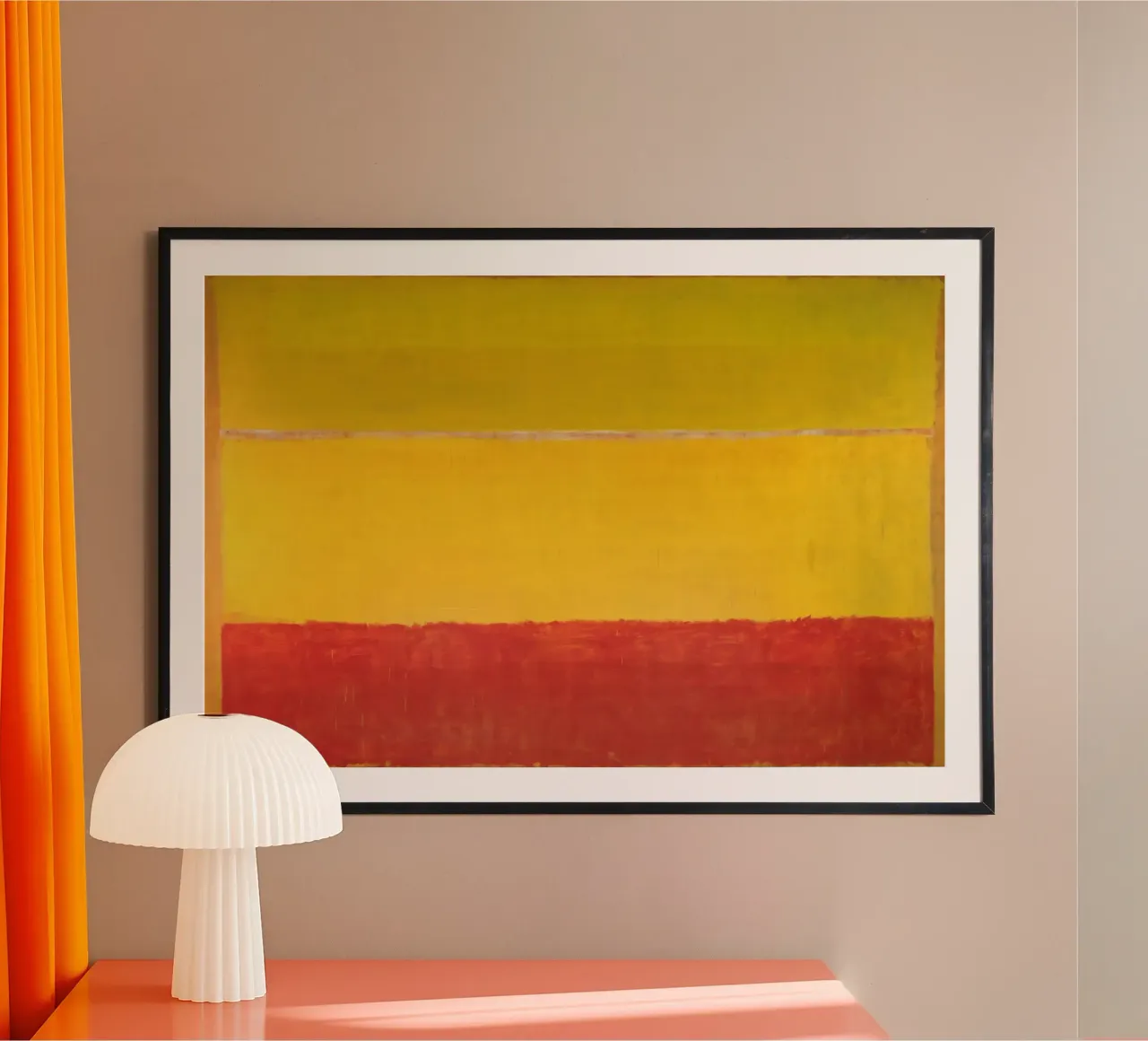 "Sans titre (orange et jaune)" de Mark Rothko poster avec cadre en plastique de Classic Art Prints