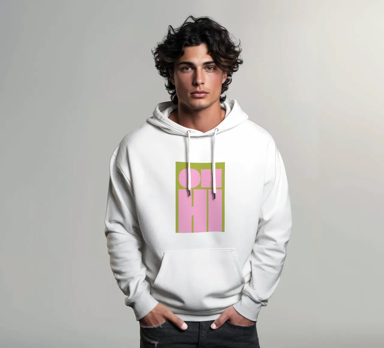 Saluto in grassetto con tipografia retrò in rosa e verde felpa con cappuccio da pdigitalprints