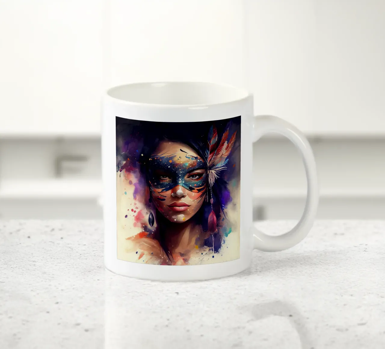 Donna di Carnevale ad acquerello tazza in ceramica da Chromatic Fusion Studio