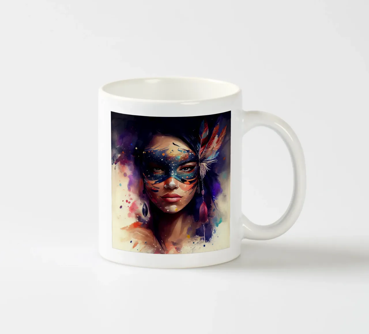 Donna di Carnevale ad acquerello tazza in ceramica da Chromatic Fusion Studio