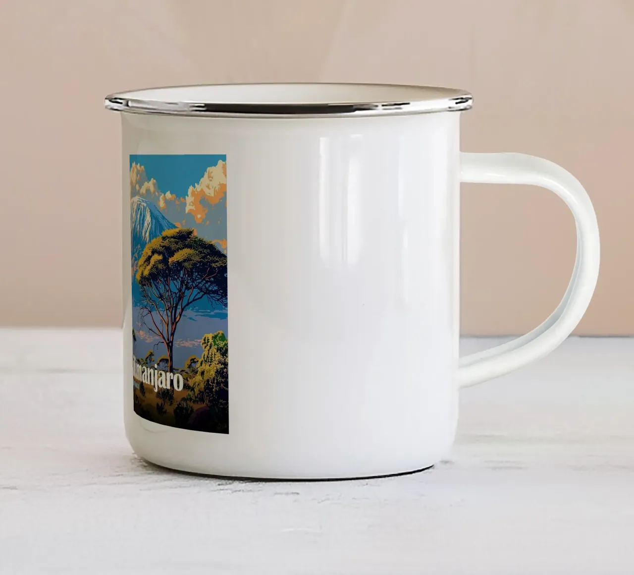 Monte Kilimangiaro tazza in smalto da Kevin Walters