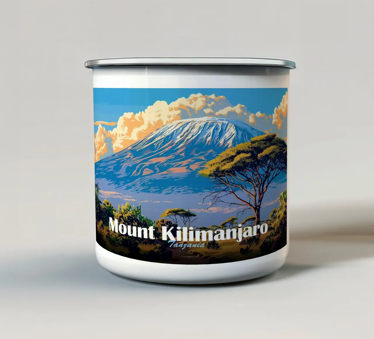 Monte Kilimangiaro tazza in smalto da Kevin Walters