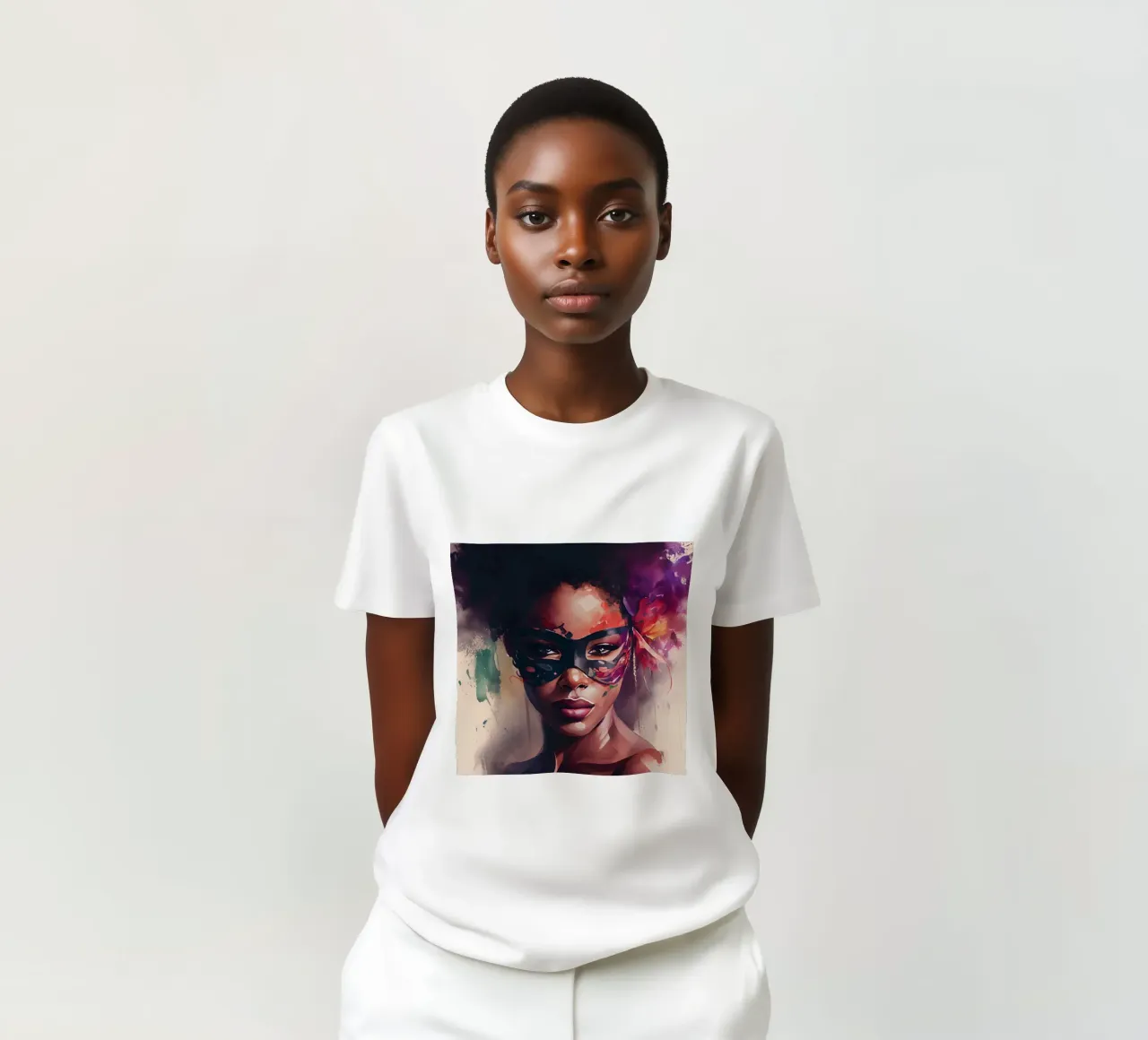 Donna di Carnevale ad acquerello t-shirt da Chromatic Fusion Studio