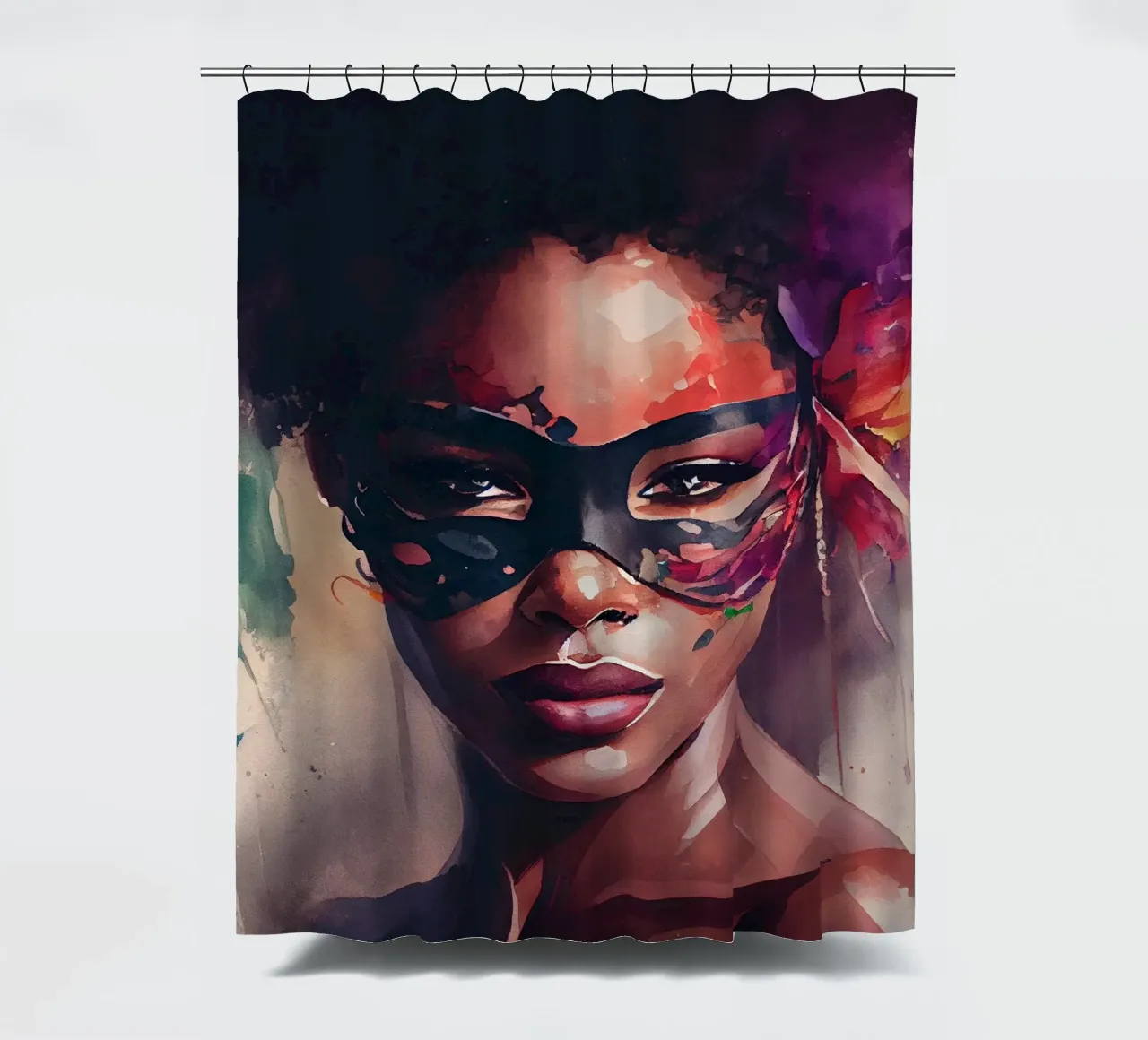 Donna di Carnevale ad acquerello tenda da doccia da Chromatic Fusion Studio