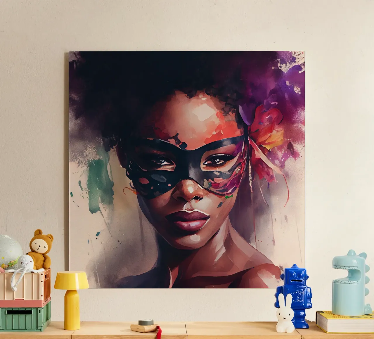 Donna di Carnevale ad acquerello plexiglass da Chromatic Fusion Studio