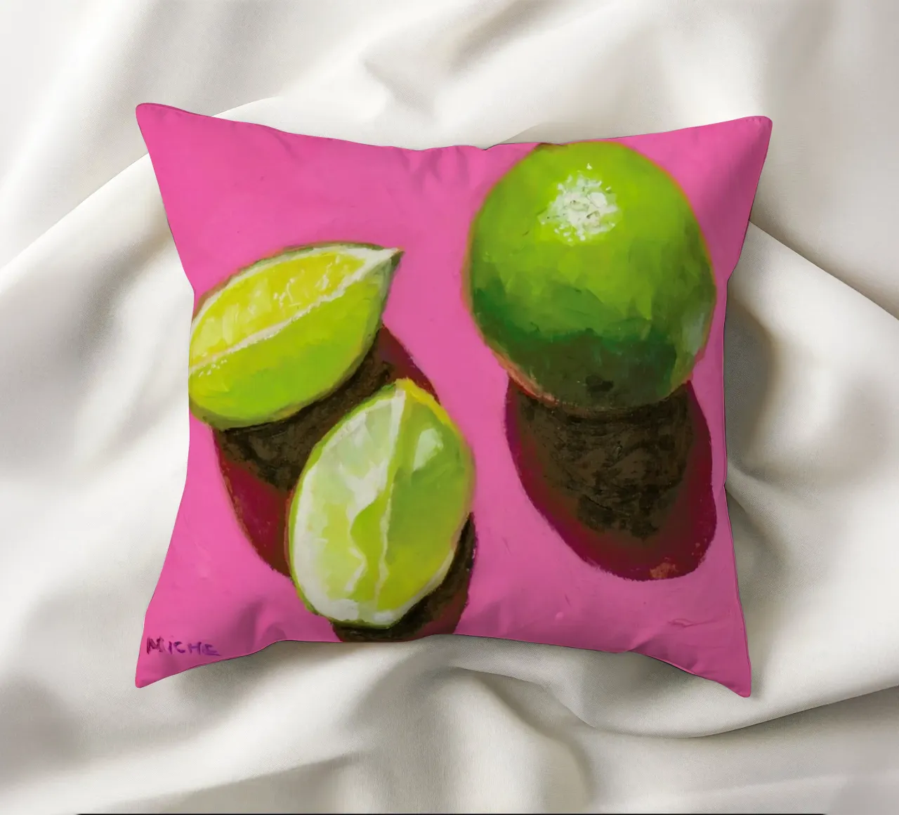 Limes on Pink cuscino da Miche Watkins