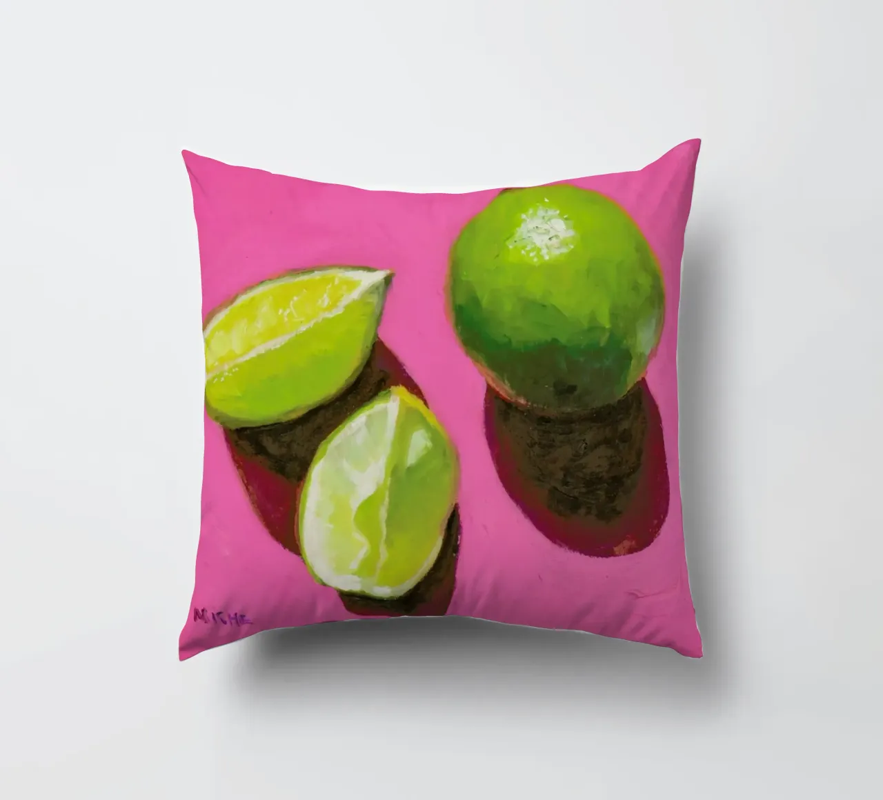 Limes on Pink cuscino da Miche Watkins