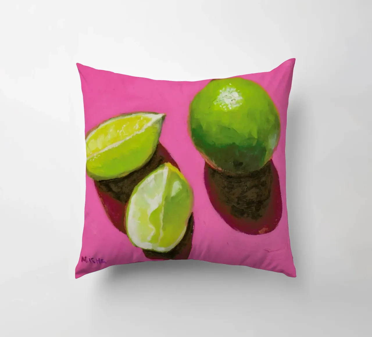 Limes on Pink cuscino da Miche Watkins