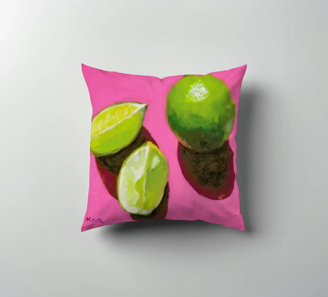 Limes on Pink cuscino da Miche Watkins