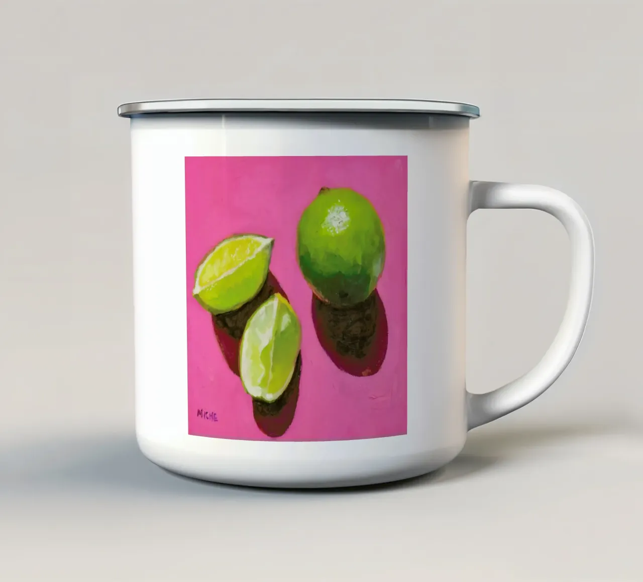 Limes on Pink tazza in smalto da Miche Watkins