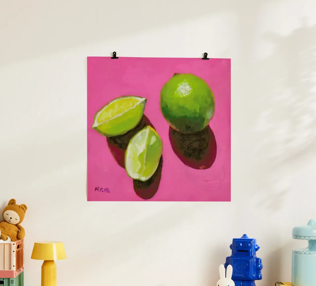 Limes on Pink carta hahnemühle da Miche Watkins