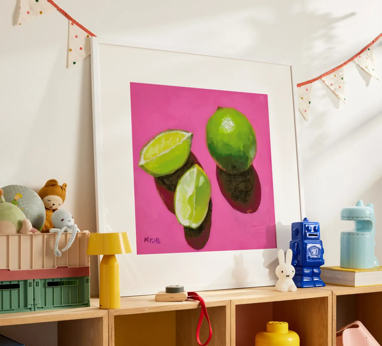 Limes on Pink carta hahnemühle da Miche Watkins