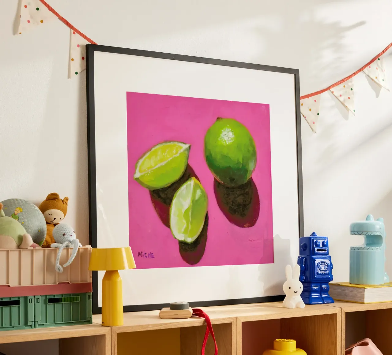 Limes on Pink carta hahnemühle da Miche Watkins