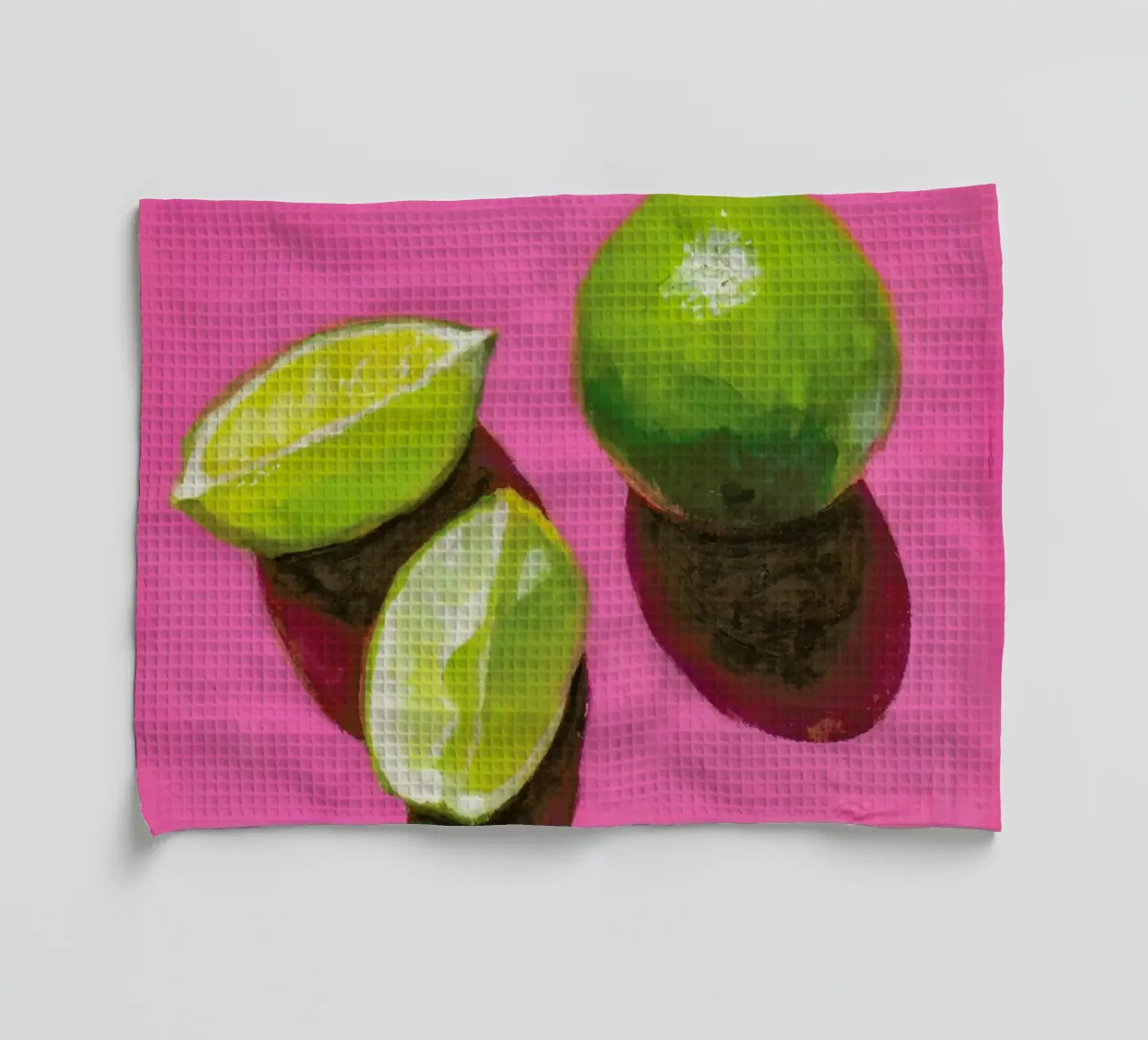 Limes on Pink canovaccio da cucina da Miche Watkins
