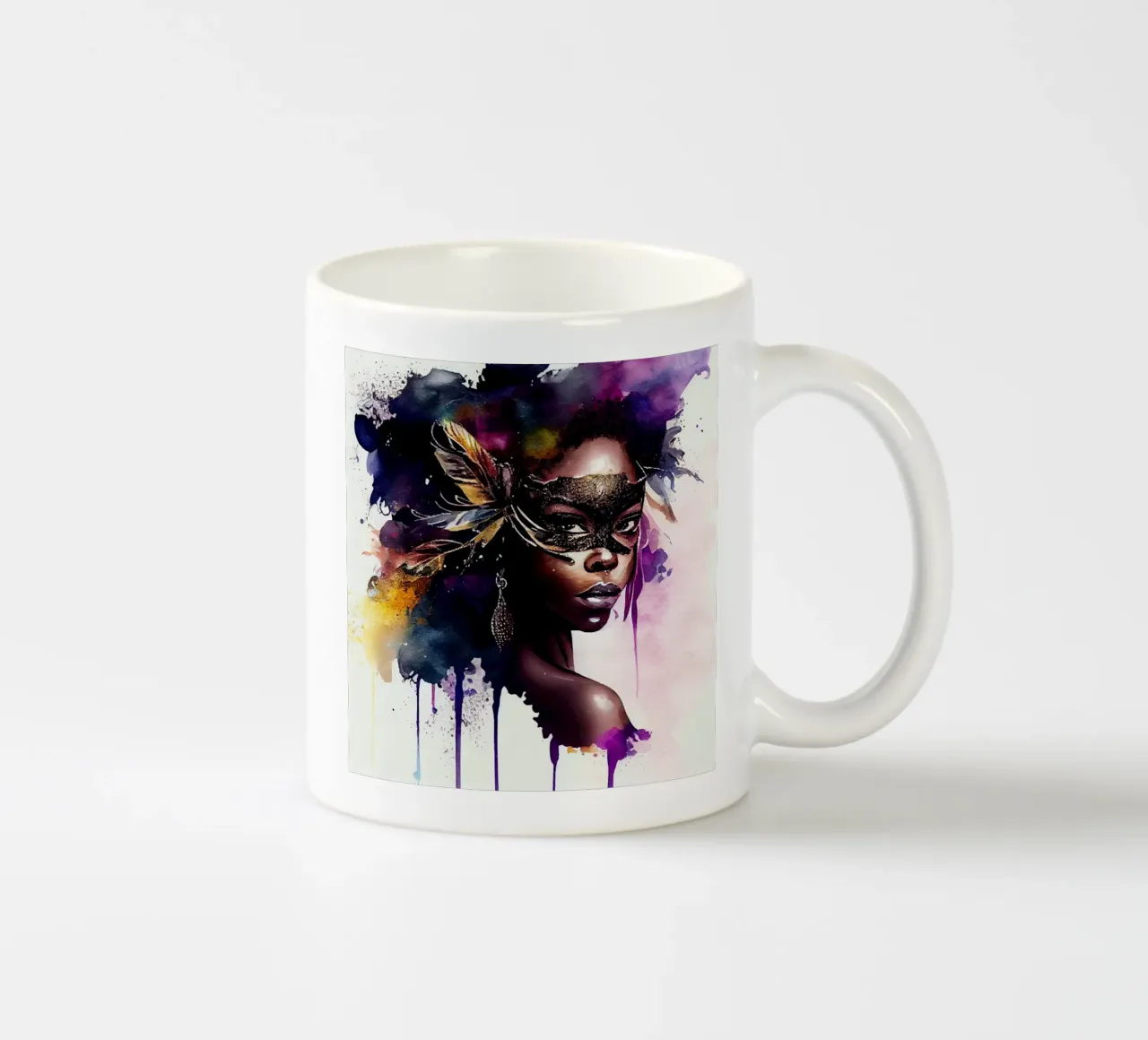 Donna di Carnevale ad acquerello tazza in ceramica da Chromatic Fusion Studio