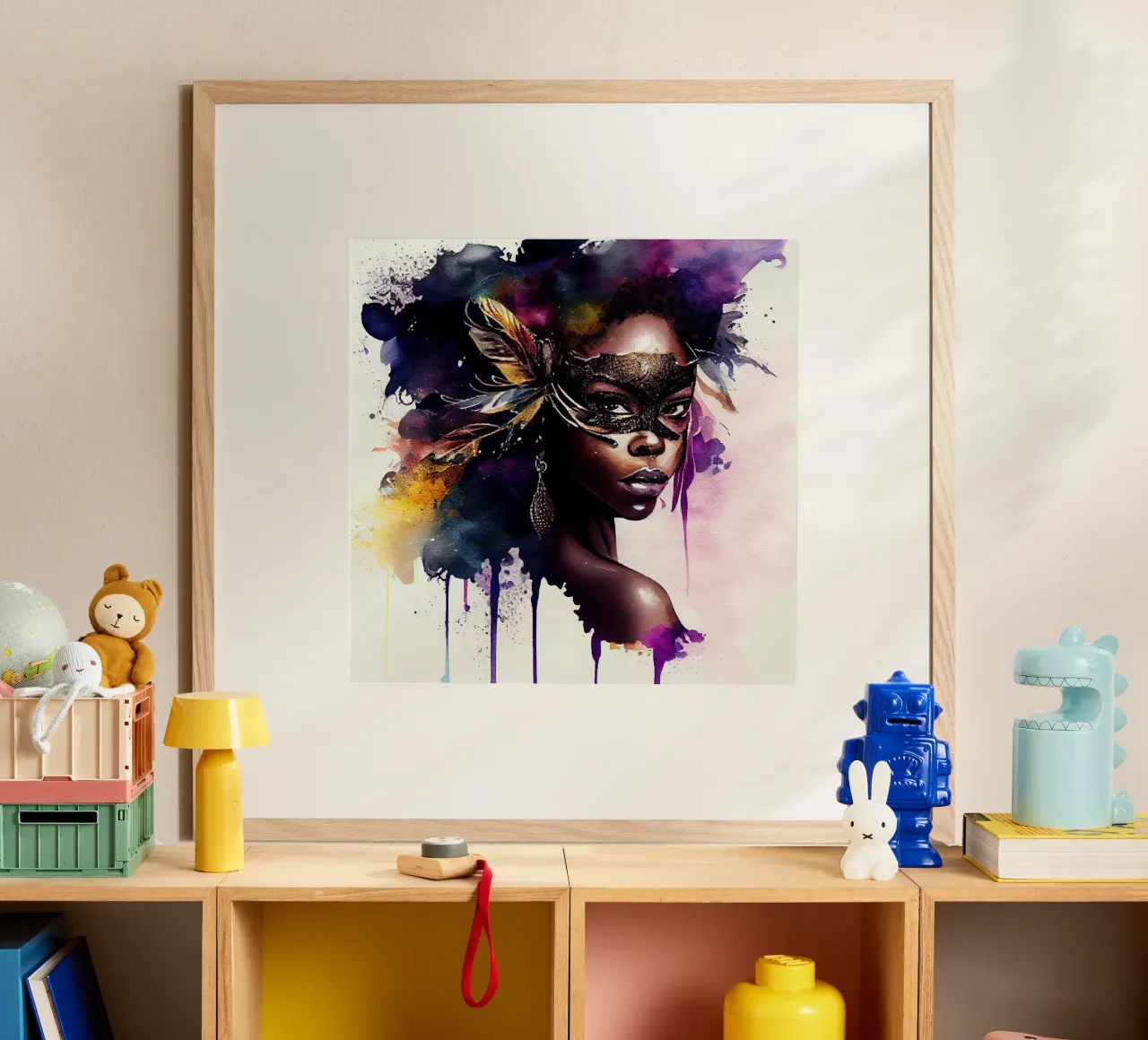 Donna di Carnevale ad acquerello poster da Chromatic Fusion Studio