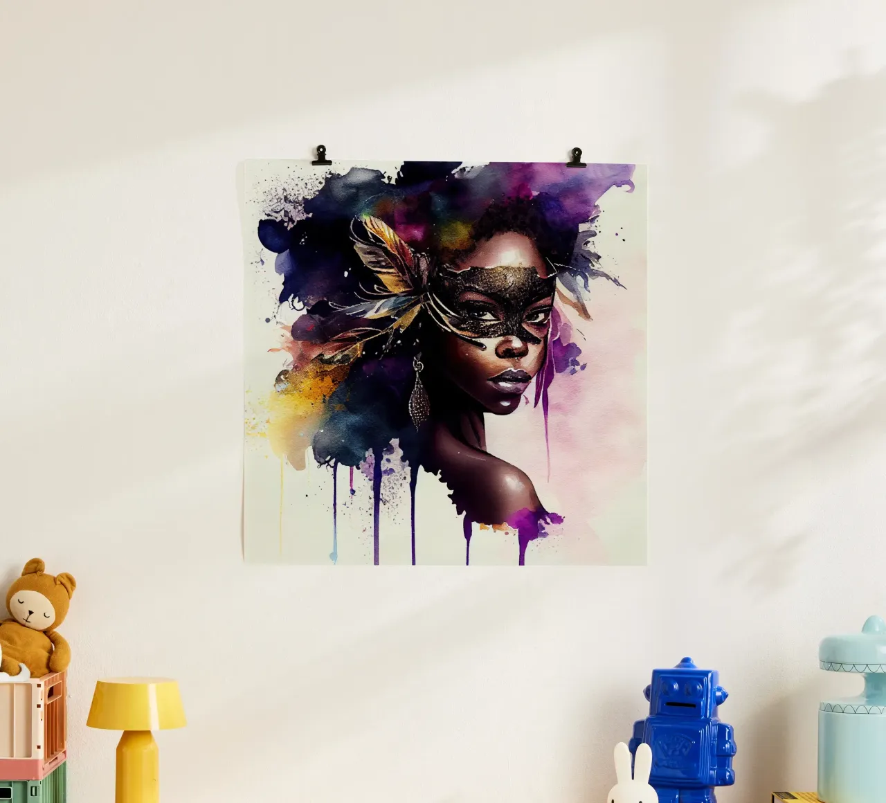 Donna di Carnevale ad acquerello poster da Chromatic Fusion Studio