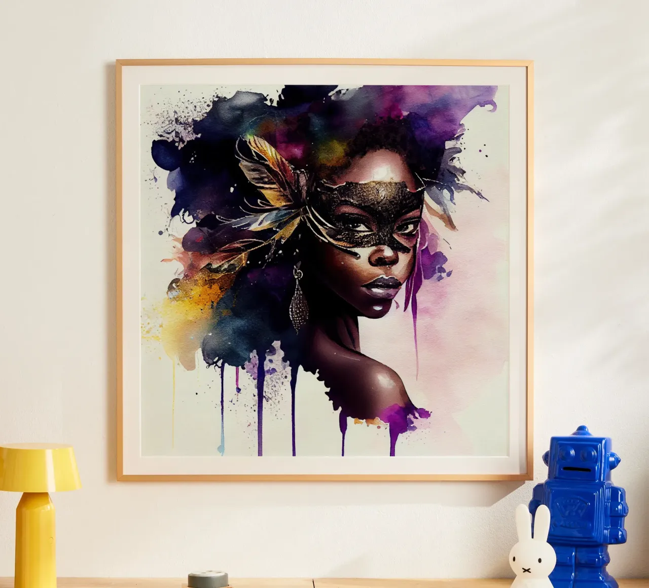 Donna di Carnevale ad acquerello poster da Chromatic Fusion Studio