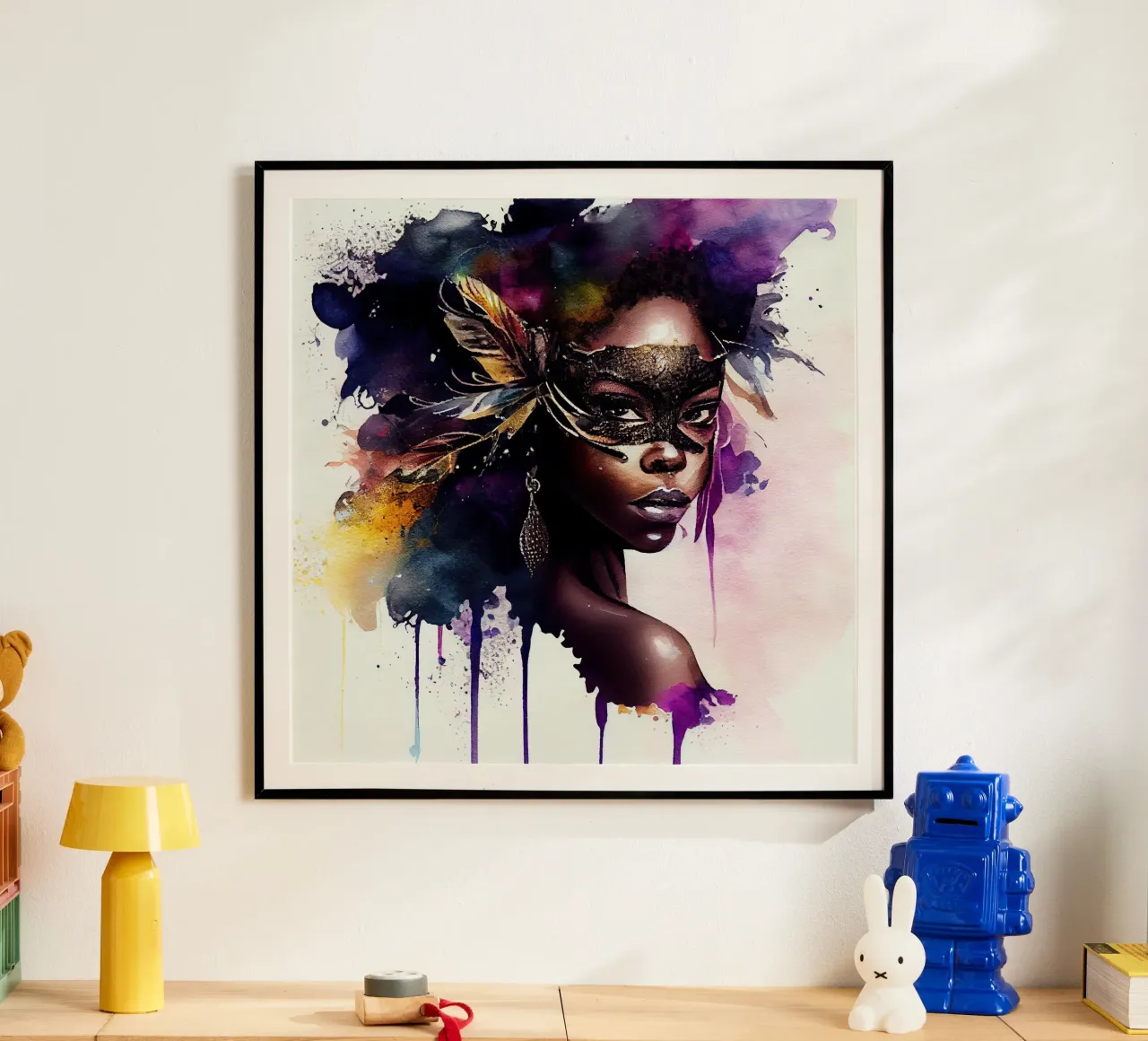 Donna di Carnevale ad acquerello poster da Chromatic Fusion Studio