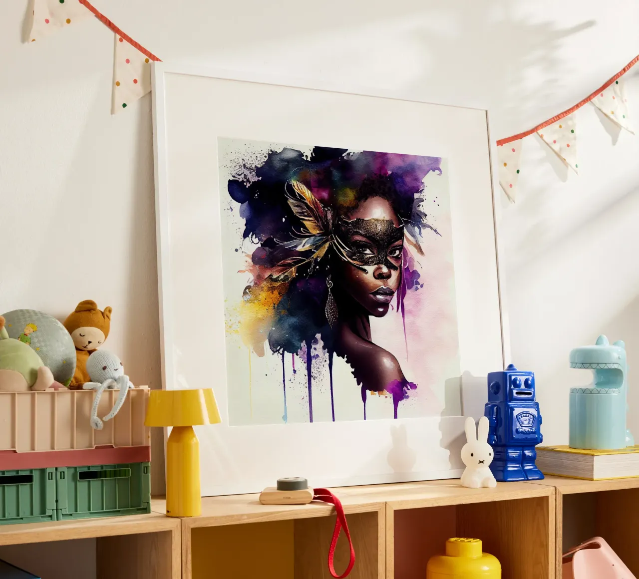 Donna di Carnevale ad acquerello poster da Chromatic Fusion Studio