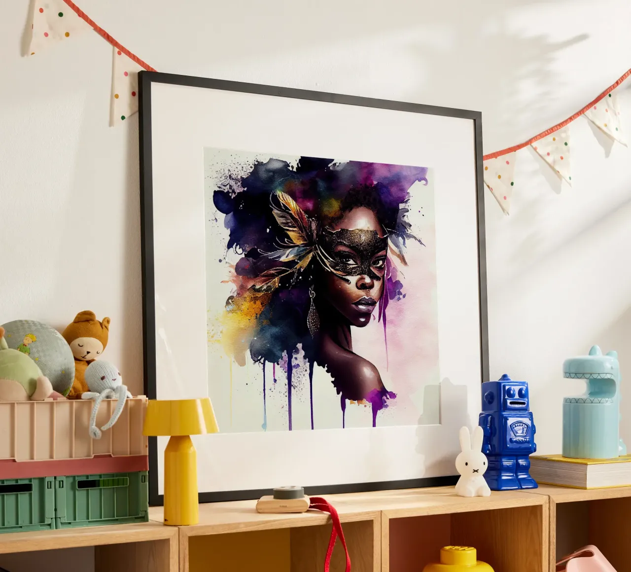 Donna di Carnevale ad acquerello poster da Chromatic Fusion Studio