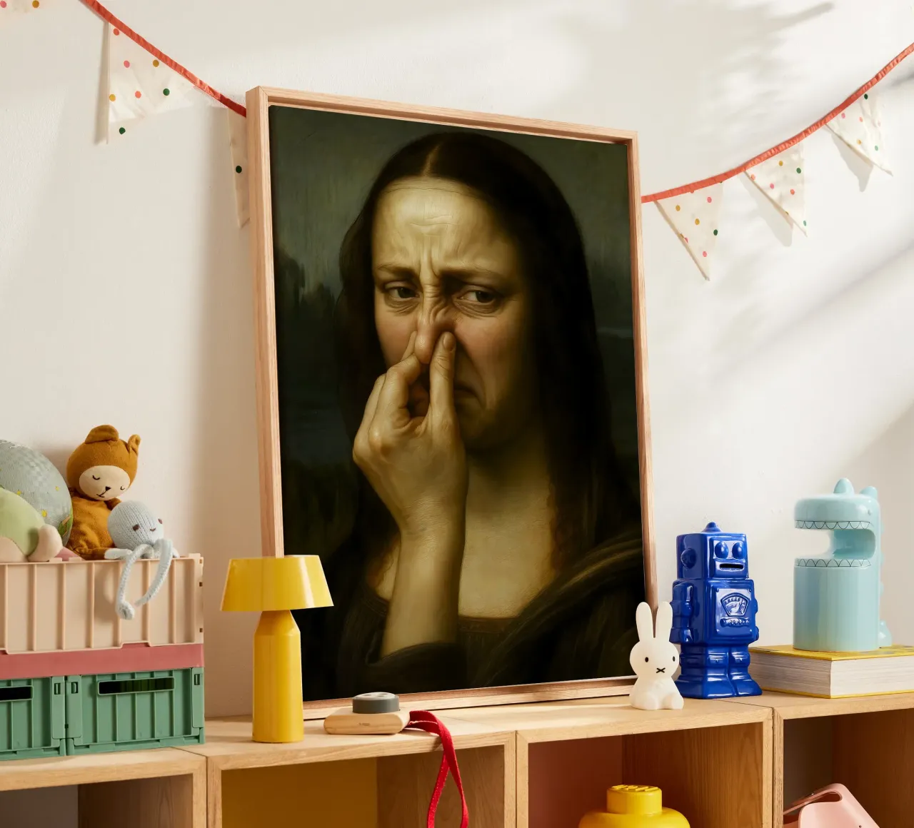 MONA LISA FUNNY BATHROOM canvas by ARTOMATIC