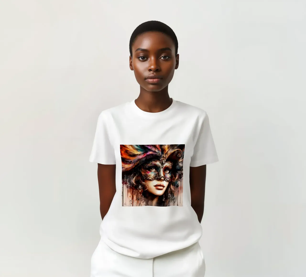Donna di Carnevale ad acquerello t-shirt da Chromatic Fusion Studio