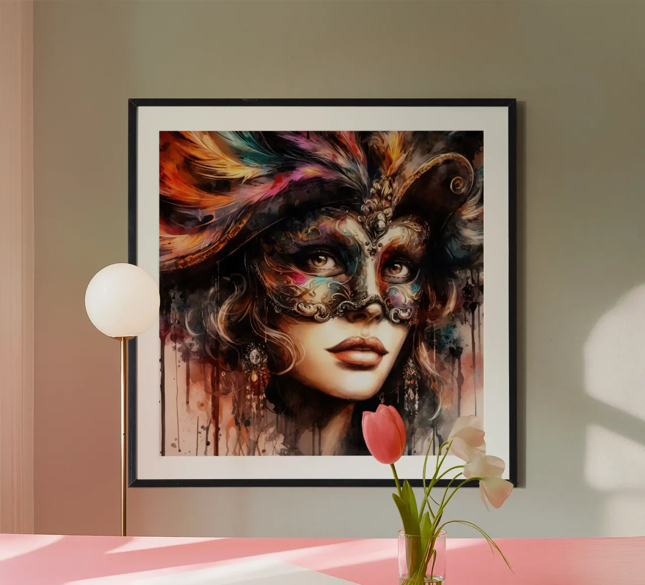 Donna di Carnevale ad acquerello poster da Chromatic Fusion Studio