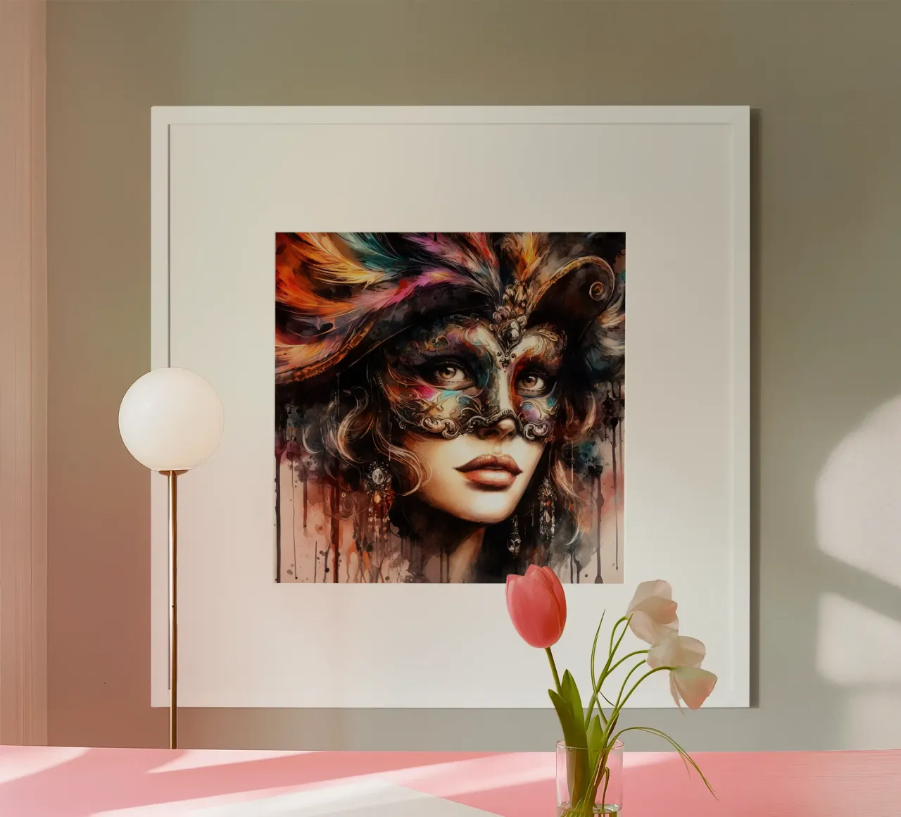 Donna di Carnevale ad acquerello poster da Chromatic Fusion Studio