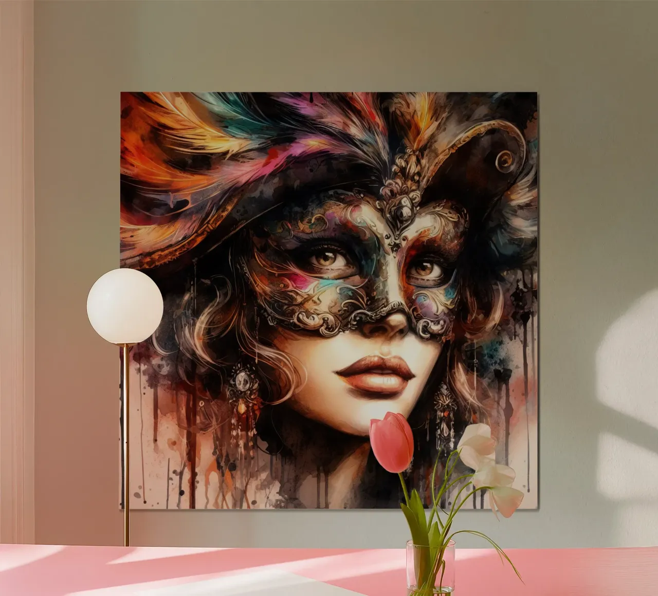 Donna di Carnevale ad acquerello poster da Chromatic Fusion Studio