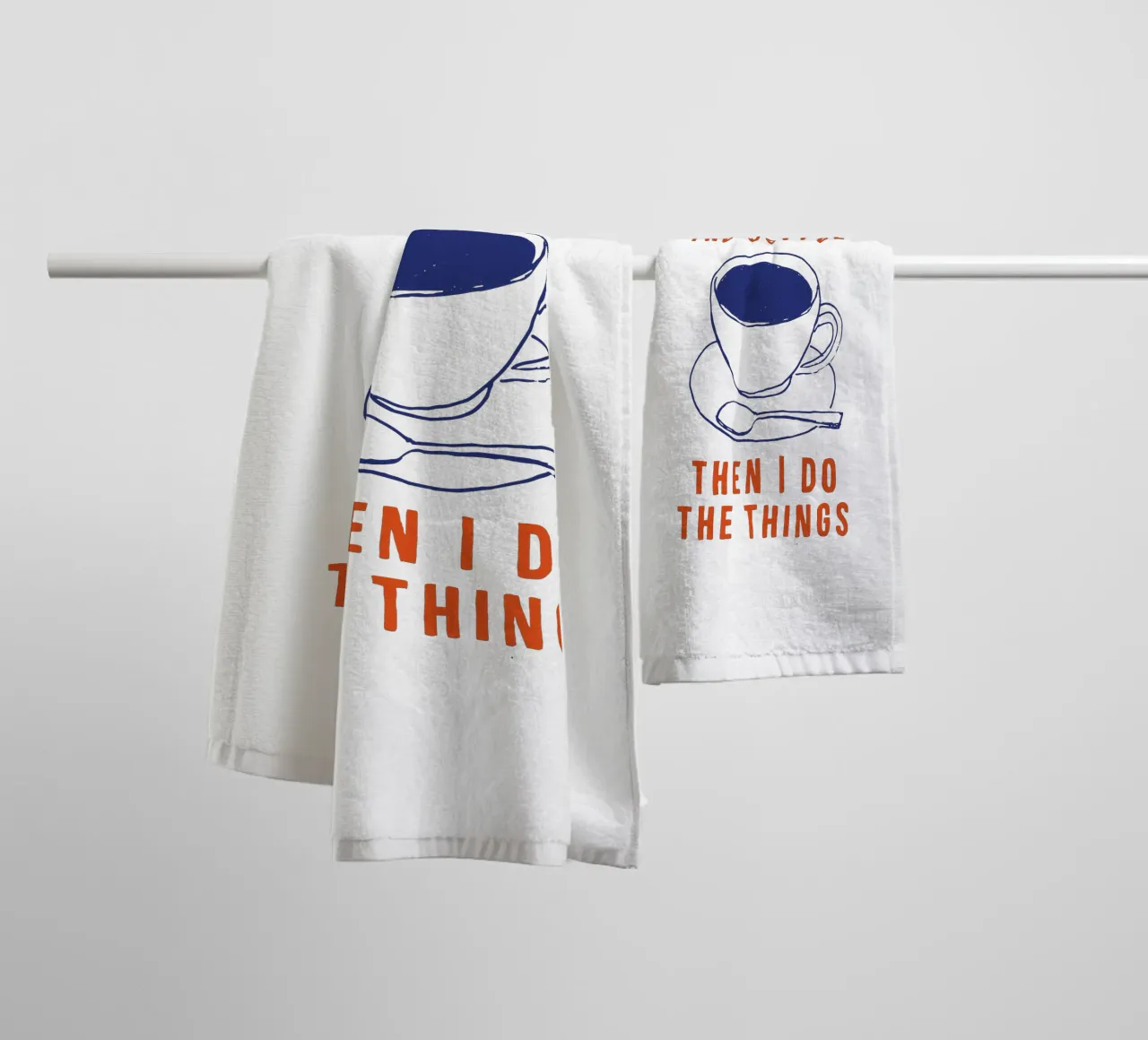 First I Drink the Coffee Then I Do the Things Typography towel by THE MOTIVATED TYPE