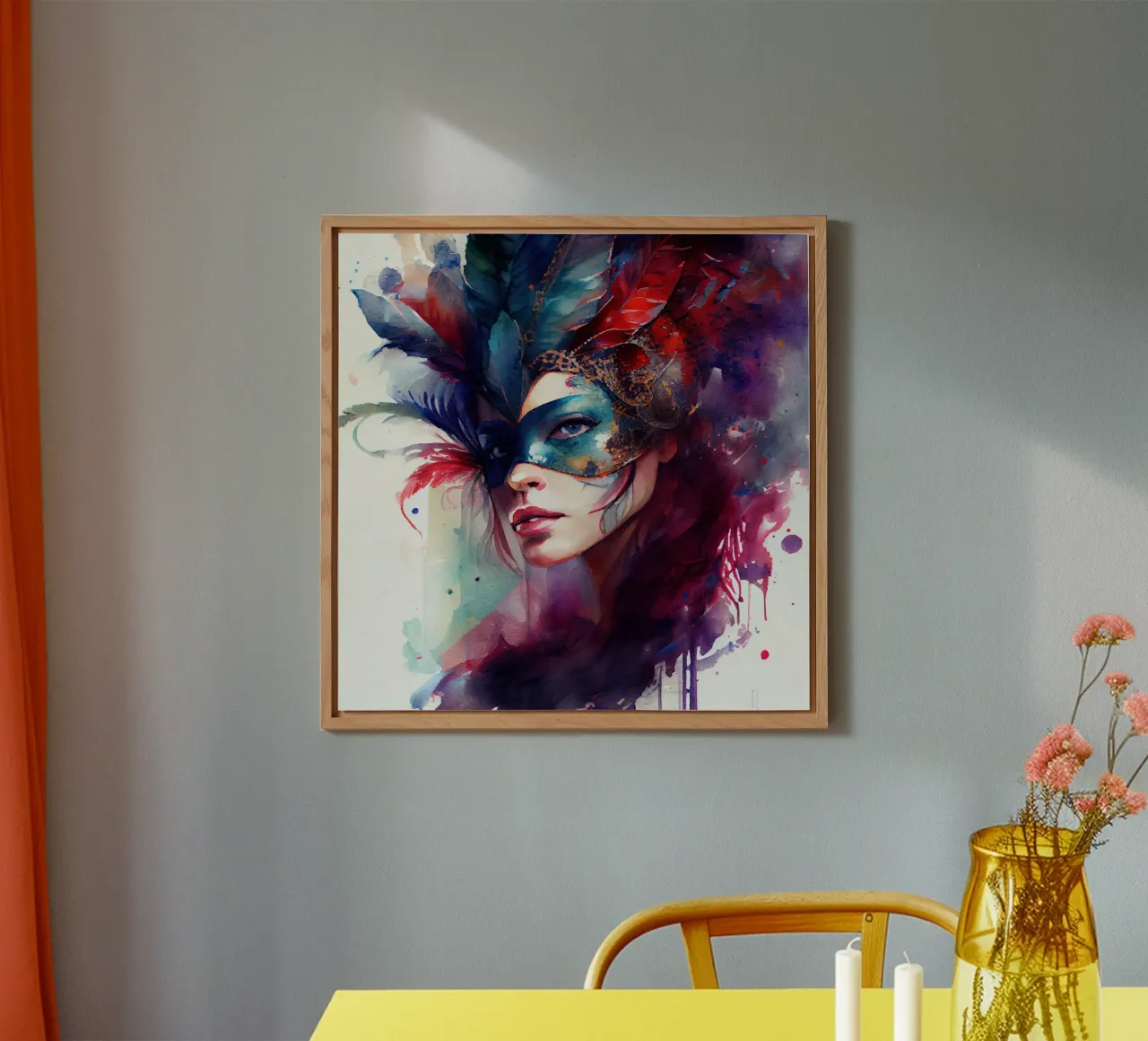 Aquarelle de la femme du carnaval panneau forex de Chromatic Fusion Studio