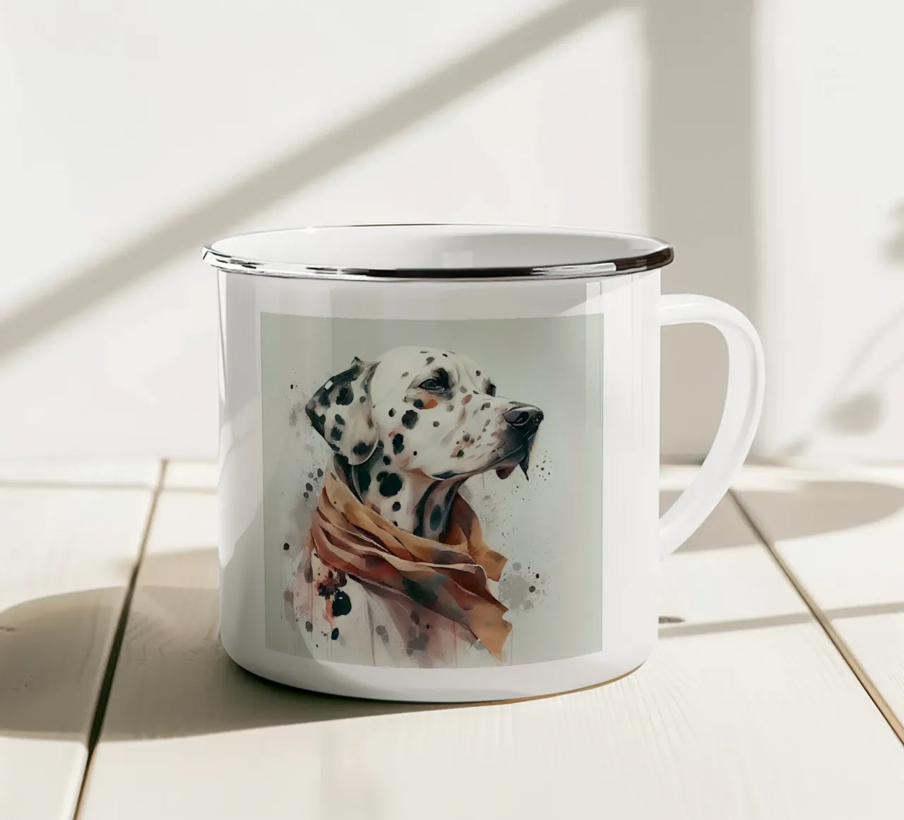 Cane dalmata ad acquerello tazza in smalto da Chromatic Fusion Studio