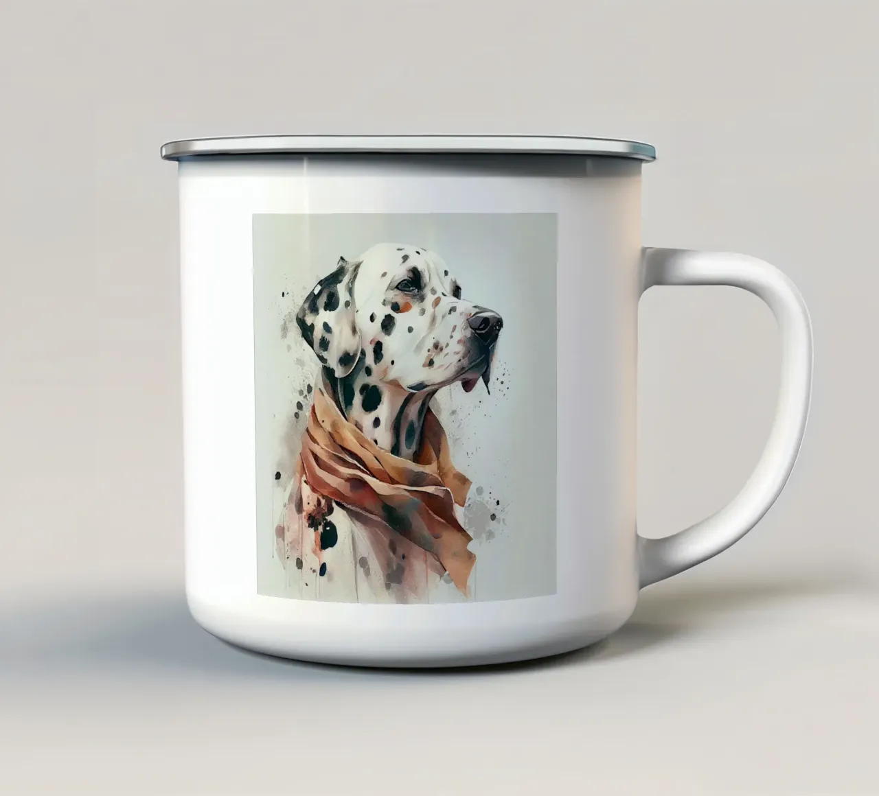 Cane dalmata ad acquerello tazza in smalto da Chromatic Fusion Studio