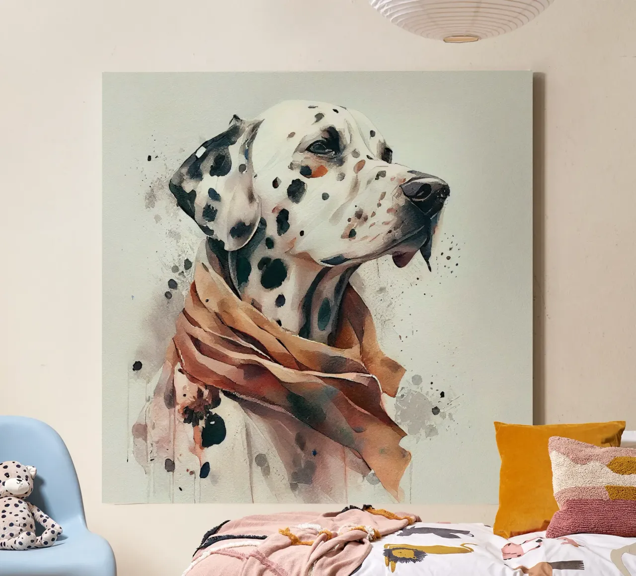 Acuarela Perro Dálmata lienzo de Chromatic Fusion Studio