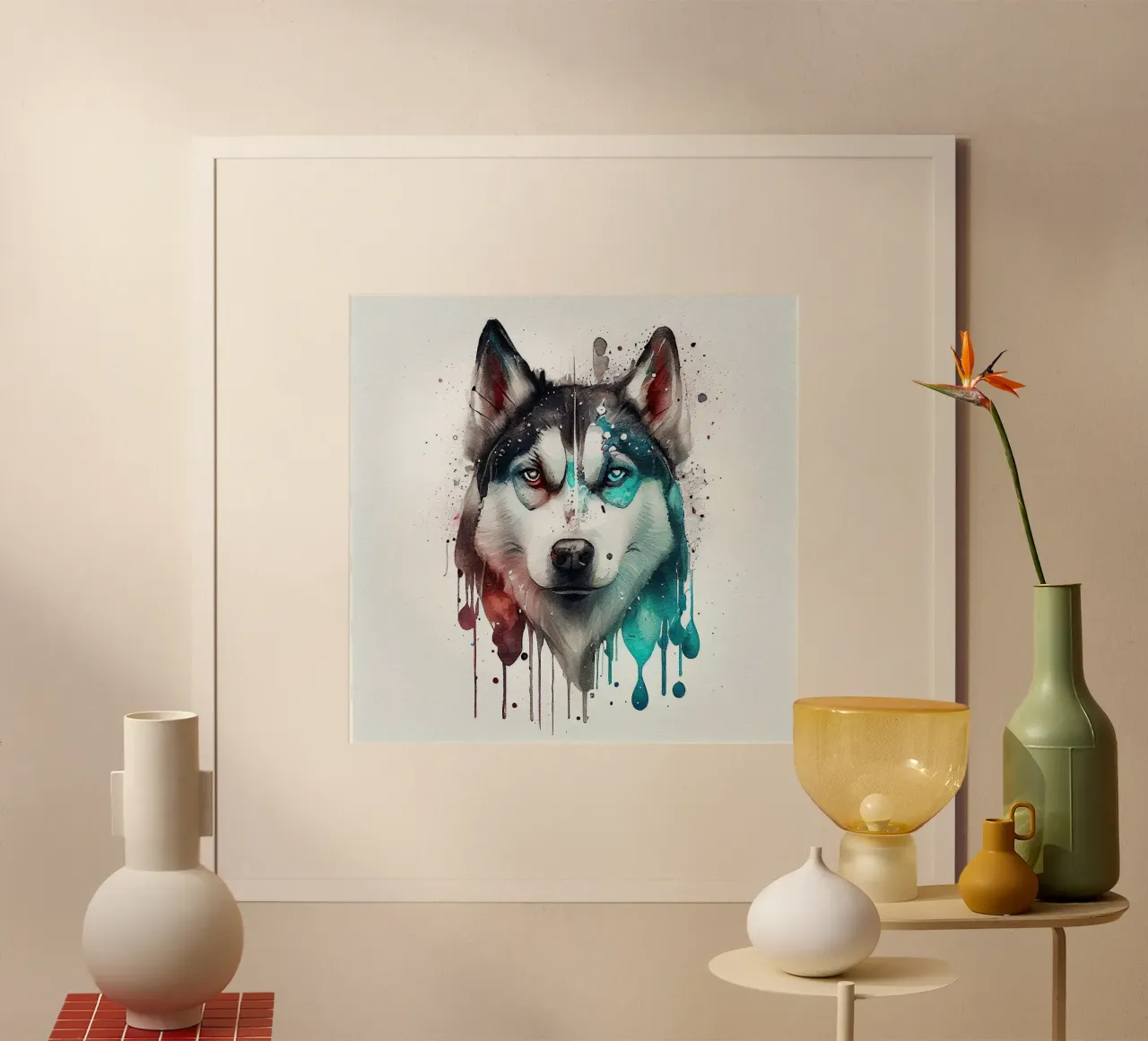 Cane Siberian Husky ad acquerello carta hahnemühle da Chromatic Fusion Studio