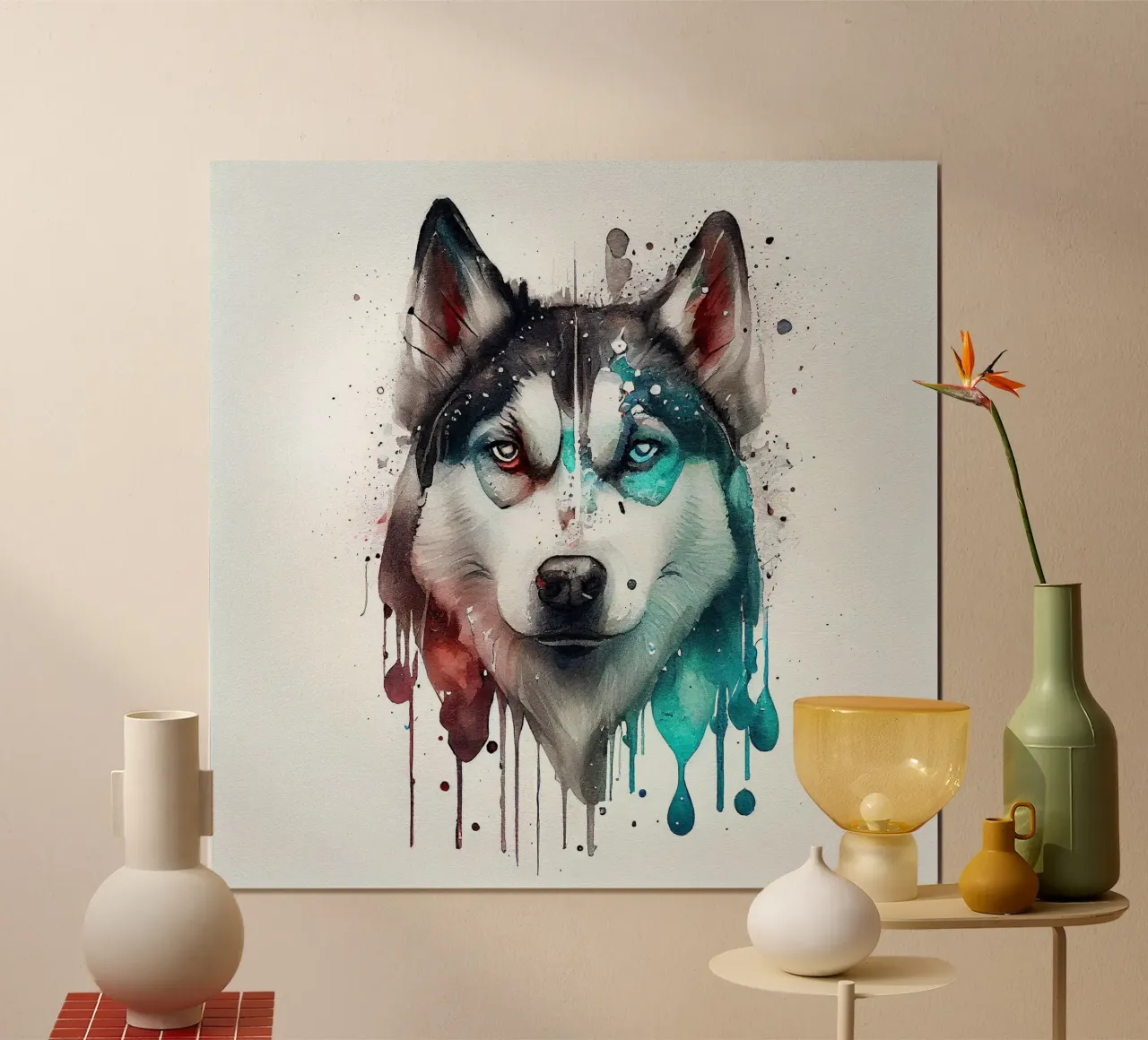Cane Siberian Husky ad acquerello carta hahnemühle da Chromatic Fusion Studio