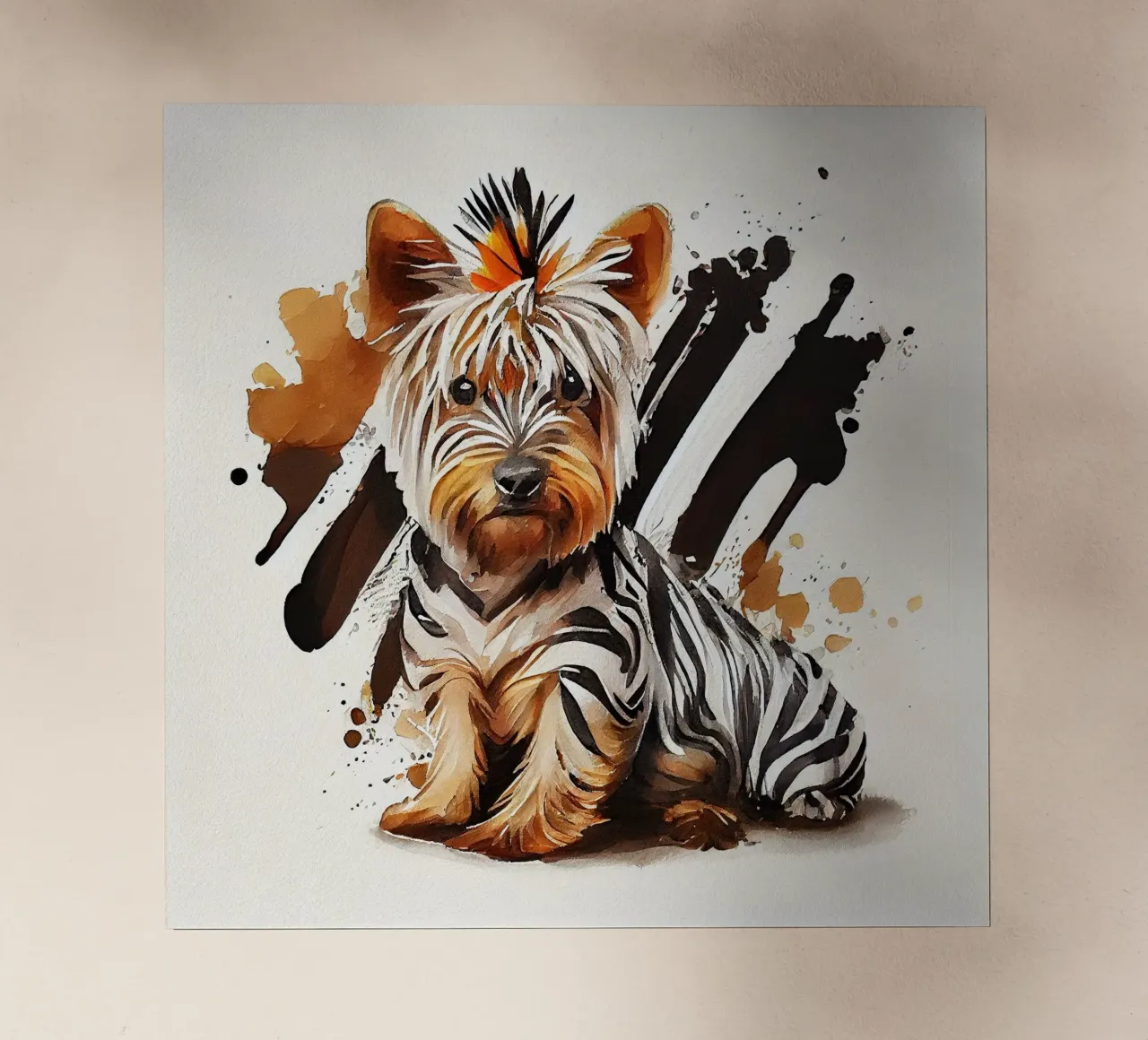 Cane Yorkshire Terrier ad acquerello pellicola backlit da Chromatic Fusion Studio