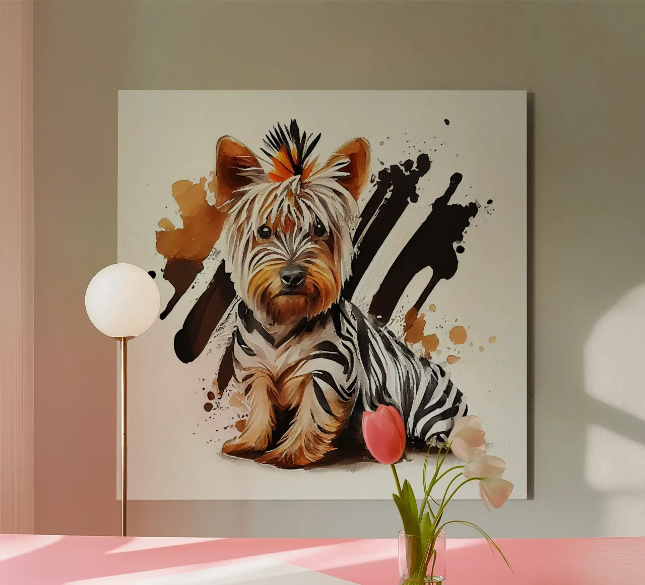 Cane Yorkshire Terrier ad acquerello alluminio dibond da Chromatic Fusion Studio