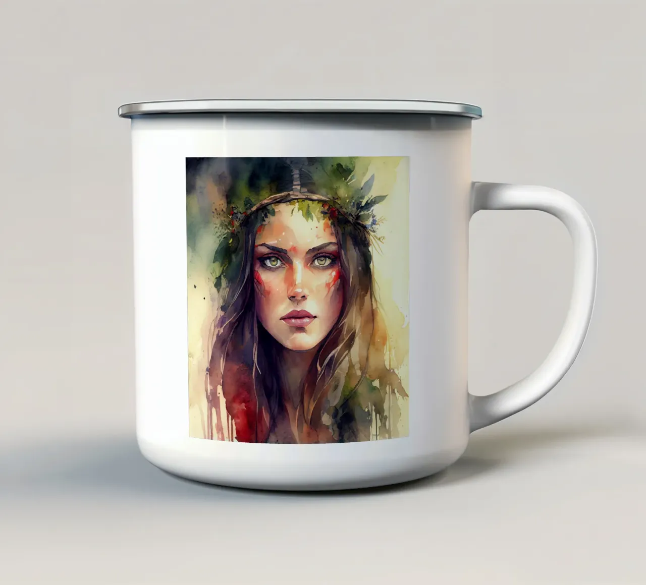 Druido dell'acquerello tazza in smalto da Chromatic Fusion Studio