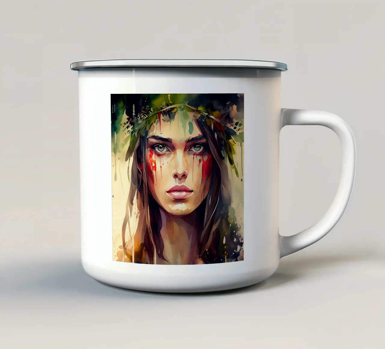 Druido dell'acquerello tazza in smalto da Chromatic Fusion Studio