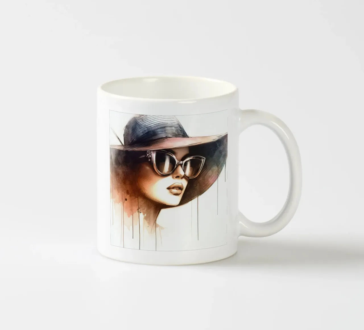 Acquerello Donna elegante tazza in ceramica da Chromatic Fusion Studio