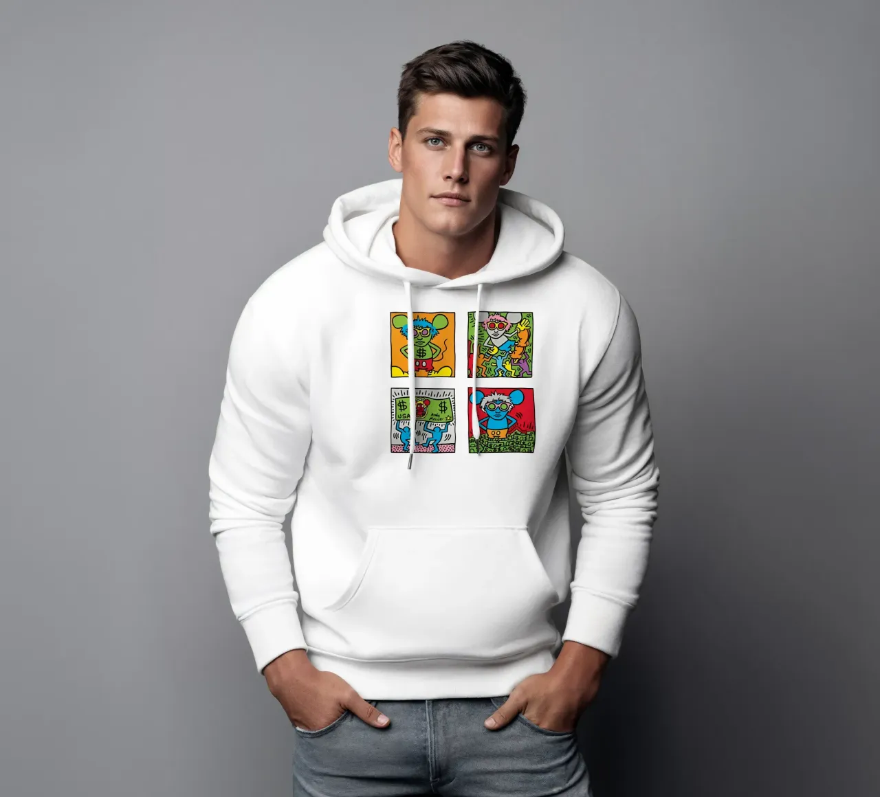 Andy Mouse di Keith Haring felpa con cappuccio da tokovictory