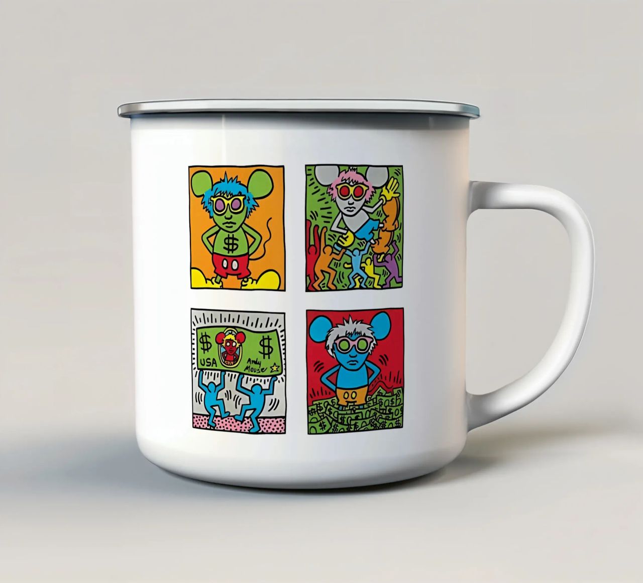 Andy Mouse di Keith Haring tazza in smalto da tokovictory