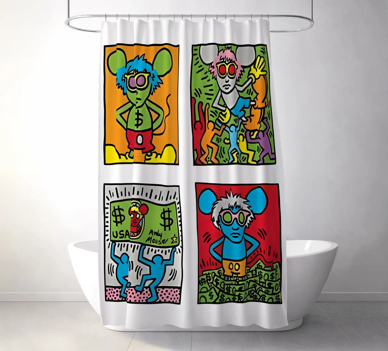 Andy Mouse di Keith Haring tenda da doccia da tokovictory