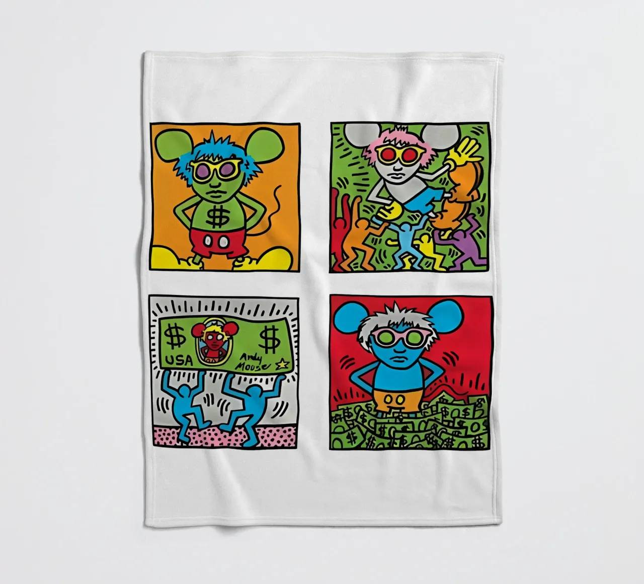 Andy Mouse de Keith Haring manta de franela de tokovictory