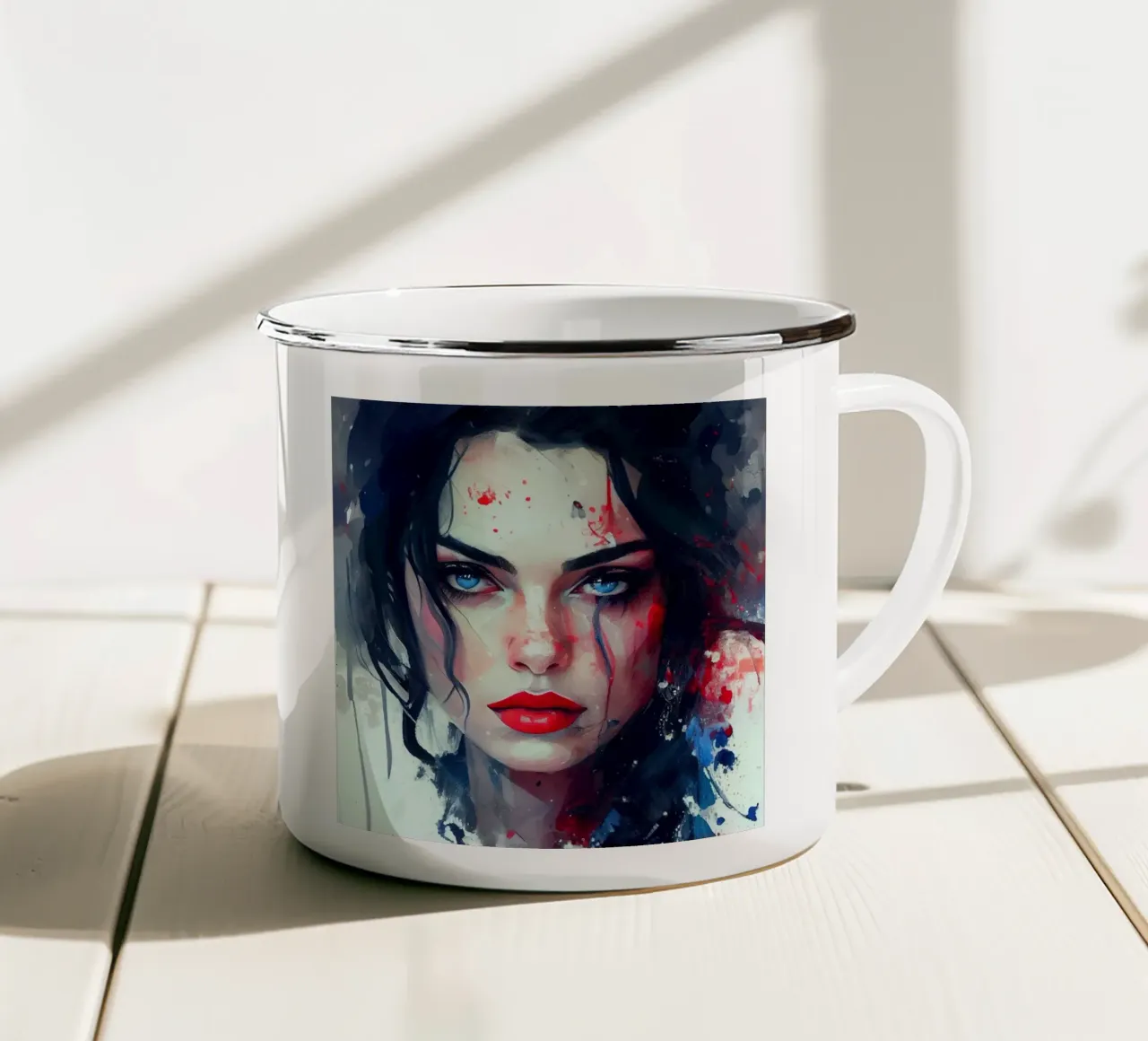 Acquerello moderno Biancaneve tazza in smalto da Chromatic Fusion Studio