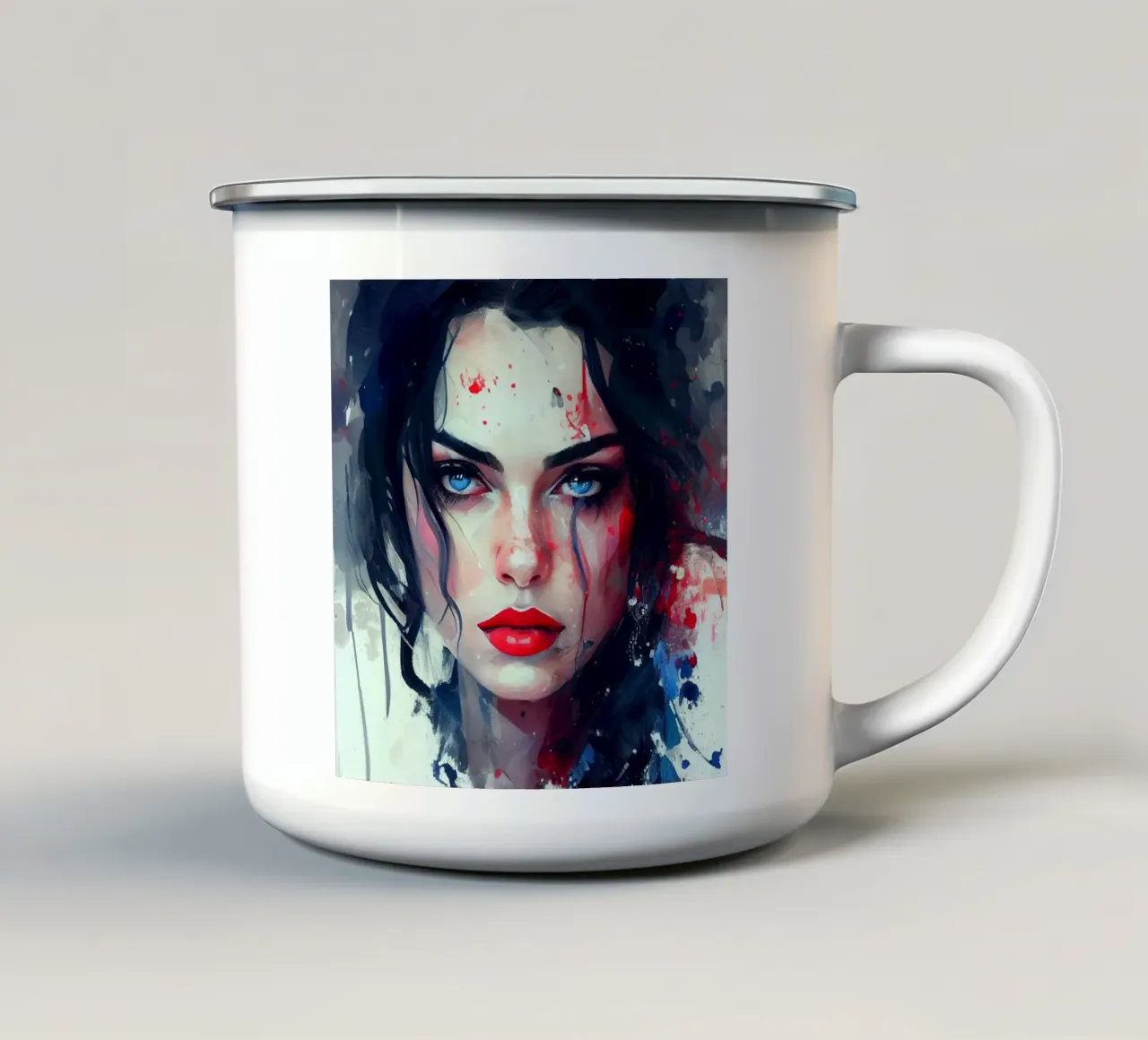 Acquerello moderno Biancaneve tazza in smalto da Chromatic Fusion Studio