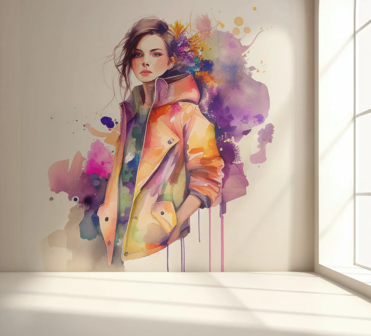 Watercolor Fashion Woman photo wallpaper by Chromatic Fusion Studio