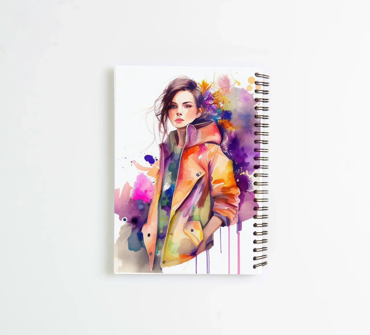 Watercolor Fashion Woman spiral notebook by Chromatic Fusion Studio